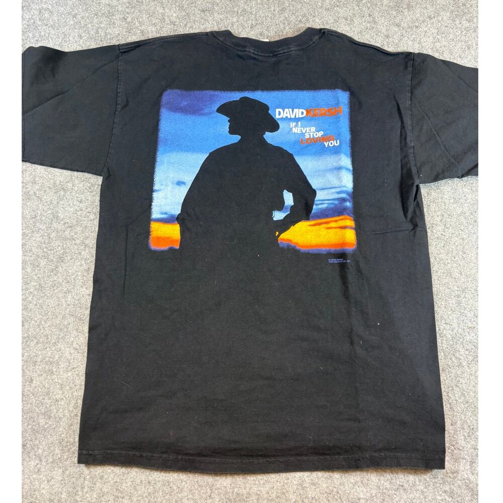 VINTAGE David Kersh Shirt Mens Black If I Never Stop Loving You Graphic Tee XL